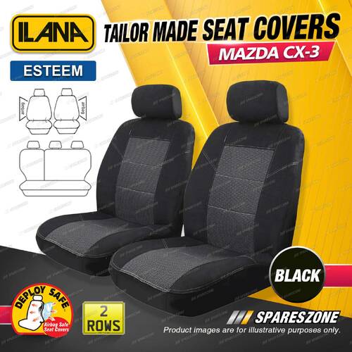 2 Rows Tailor Made Black Esteem Car Seat Covers for Mazda CX-3 DK Wagon 2015-ON