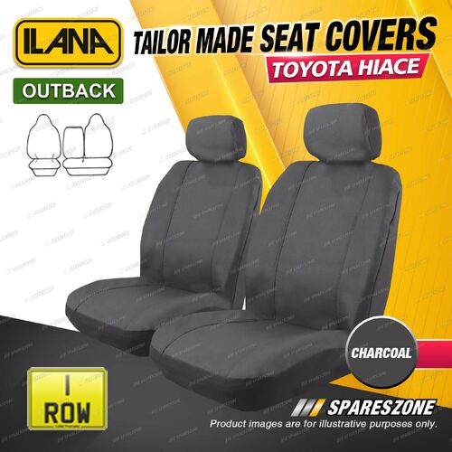 Front Tailor Made Charcoal Outback Seat Covers for Toyota Hiace LWB Van 05-14