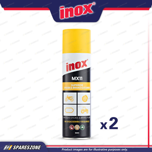 2 x Inox MX11 Superior Chain & Brake Cleaners 500 Gram Powerful Degreaser