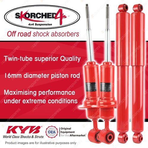 F + R KYB SKORCHED 4'S HD 4WD Shock Absorbers for NISSAN Navara D40 RWD 4WD