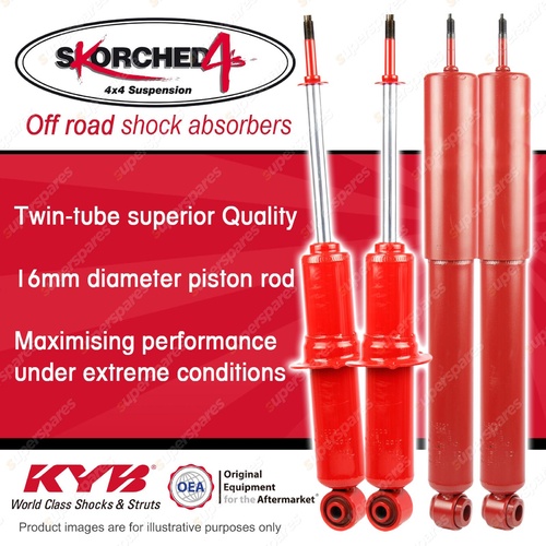 F + R KYB SKORCHED 4'S HD 4WD Shock Absorbers for TOYOTA Hilux Surf KZN185