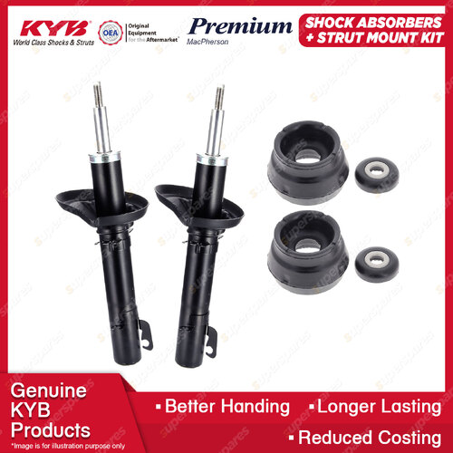 Pair Front KYB Shock Absorbers + Strut Mount Kit for Audi A3 8L All Styles 97-04