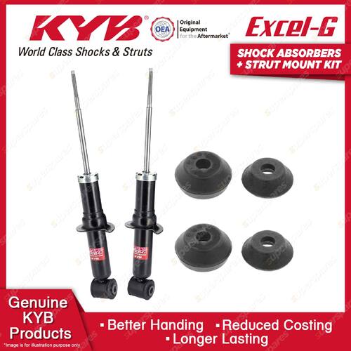 Pair Rear KYB Shock Absorbers + Strut Top Mount Kit for Audi 80 B4 92-95