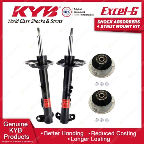 Pair Front KYB Shock Absorbers + Strut Top Mount Kit for BMW 3 Series E36 92-99