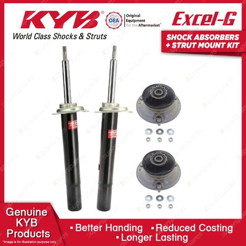 Pair Front KYB Shock Absorbers + Strut Top Mount Kit for BMW 5 Series E39 96-03