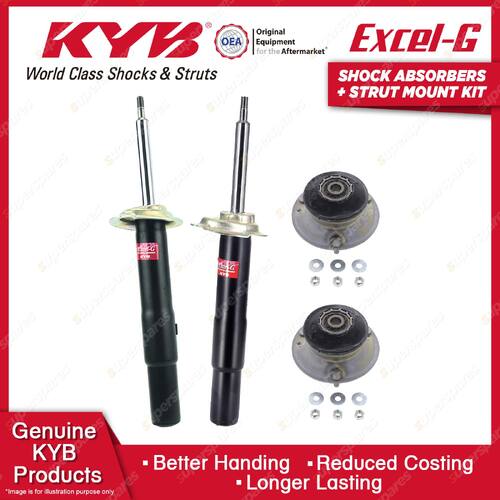 2x Front KYB Shock Absorbers + Strut Mount Kit for BMW 530i E61 Touring 05-10