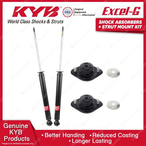 Pair Rear KYB Shock Absorbers + Strut Top Mount Kit for BMW 3