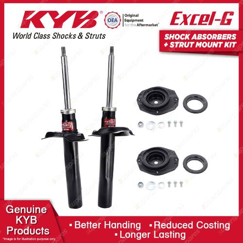 Pair Front KYB Shock Absorbers + Strut Mount Kit for Citroen Berlingo Van 02-10