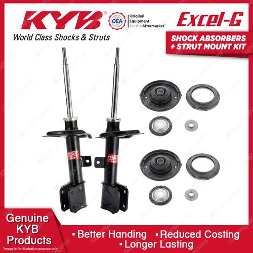 Pair Front KYB Shock Absorbers + Strut Top Mount Kit for Citroen C4 05-11