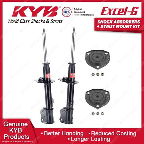 2x Rear KYB Shock Absorbers + Strut Mount Kit for Daewoo Lacetti J200 03-04