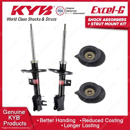 2x Front KYB Shock Absorbers + Strut Mount Kit for Fiat 500C Convertible 10-12