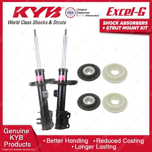 2 Front KYB Shock Absorbers + Strut Mount Kit for Fiat Punto 188 Hatchback 06-on