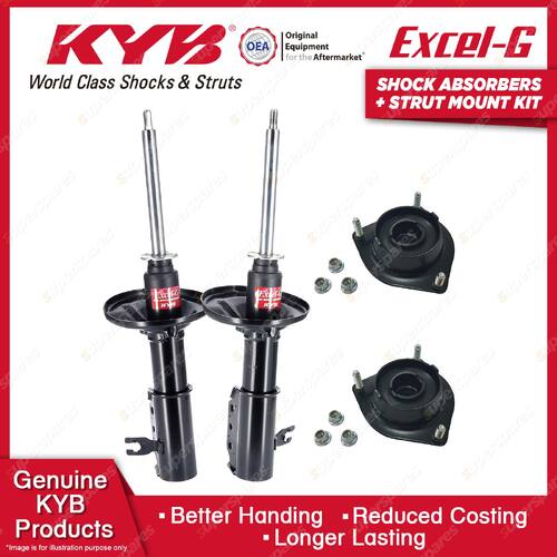 2 Front KYB Shock Absorbers + Strut Top Mount Kit for Ford Laser KJ 94-99