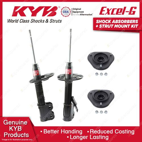 2 Front KYB Shock Absorbers + Strut Top Mount Kit for Holden Nova LE LF 89-94