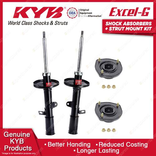 2 Rear KYB Shock Absorbers + Strut Top Mount Kit for Holden Nova LG 94-97