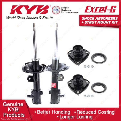 2x Front KYB Shock Absorbers + Strut Mount Kit for Hyundai Accent MC 06-10