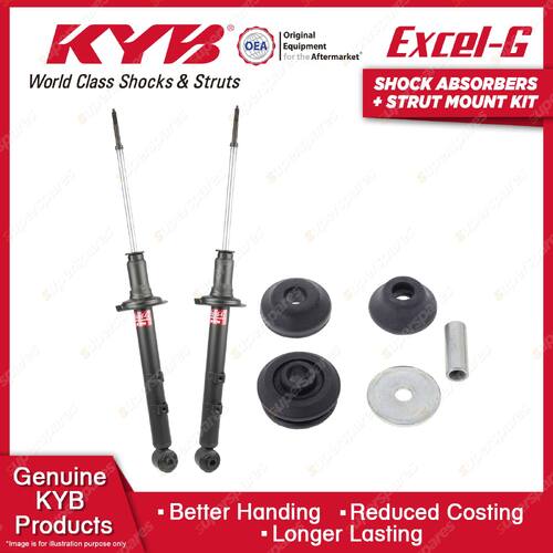 2x Rear KYB Shock Absorbers + Strut Mount Kit for Hyundai Lantra J1 Sedan 91-92