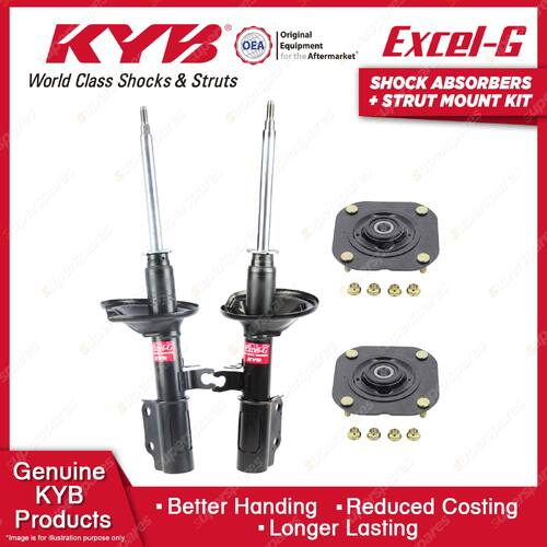 2x Front KYB Shock Absorbers + Strut Mount Kit for Kia Mentor AFA B5 96-98