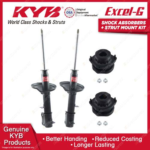 2x Rear KYB Shock Absorbers + Strut Mount Kit for Kia Mentor AFA B5 96-98