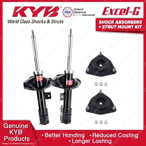 Pair Front KYB Shock Absorbers + Strut Mount Kit for Mitsubishi Lancer CJ 07-16