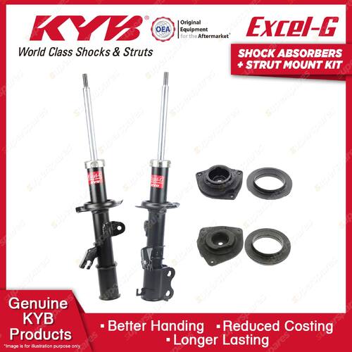 2x Front KYB Shock Absorbers + Strut Mount Kit for Nissan Almera N17 12-14