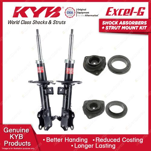 2x Front KYB Shock Absorbers + Strut Mount Kit for Nissan Tiida C11 06-13