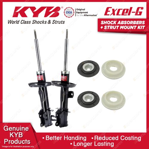 2x Front KYB Shock Absorbers + Strut Mount Kit for Opel Corsa SL A14XER 12-13