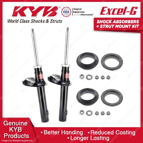 Pair Front KYB Shock Absorbers + Strut Top Mount Kit for Peugeot 405 D60 88-92