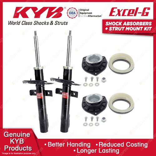 2x Front KYB Shock Absorbers + Strut Mount Kit for Renault Megane X84 08-10