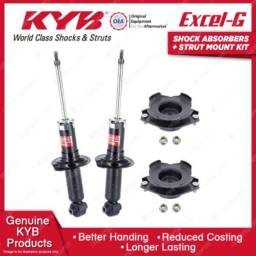 2x Rear KYB Shock Absorbers + Strut Mount Kit for Subaru Impreza GH7 EJ204 07-09