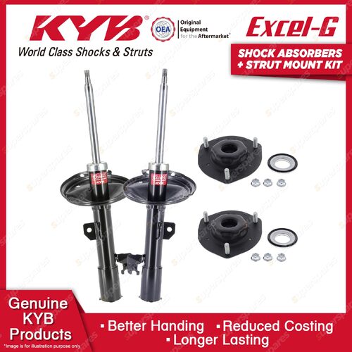 2x Front KYB Shock Absorbers + Strut Mount Kit for Toyota Kluger MCU28R 03-07