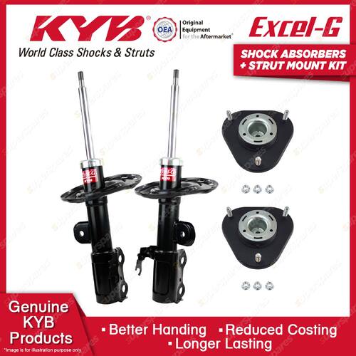 2x Front KYB Shock Absorbers + Strut Mount Kit for Toyota Prius-V ZVW40R 12-15