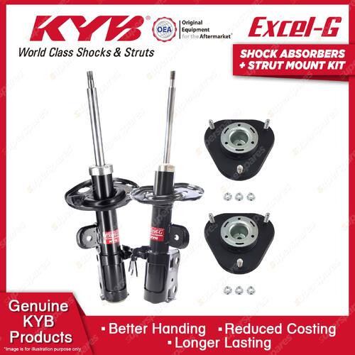 2x Front KYB Shock Absorbers + Strut Mount Kit for Toyota Prius ZVW30R 09-16