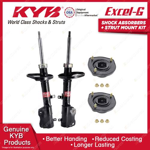 2x Rear KYB Shock Absorbers + Strut Mount Kit for Toyota Corolla AE112R 98-01