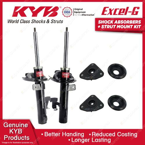 Pair Front KYB Shock Absorbers + Strut Top Mount Kit for Volvo C30 S40 V50 04-15