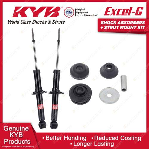 Pair Rear KYB Shock Absorbers + Strut Top Mount Kit for Volvo S40 Sedan 97-99