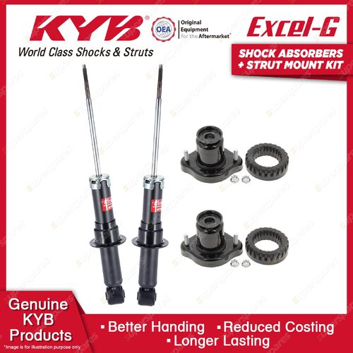 Pair Rear KYB Shock Absorbers + Strut Top Mount Kit for Dodge Caliber PM 06-10