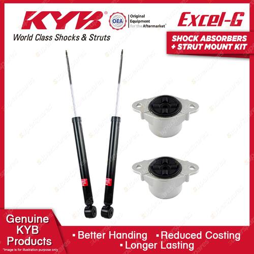 Pair Rear KYB Shock Absorbers + Strut Top Mount Kit for Ford Fiesta WS WT WZ