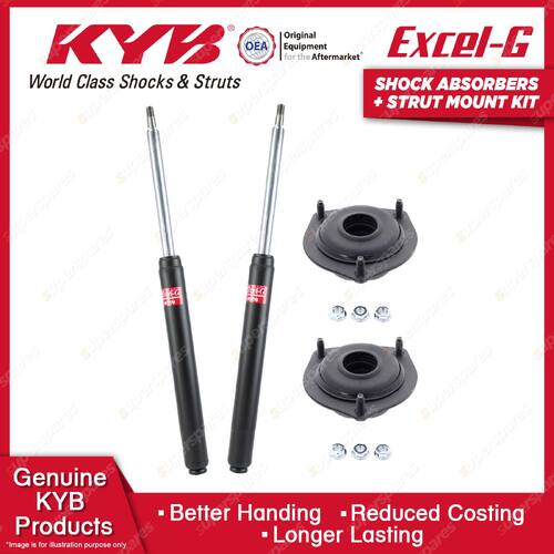 Pair Rear KYB Shock Absorbers + Strut Top Mount Kit for Holden Apollo JK 89-93