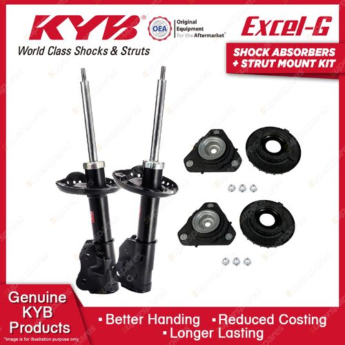 Pair Front KYB Shock Absorbers + Strut Top Mount Kit for Honda Civic FK2 12-17