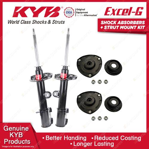 Pair Front KYB Shock Absorbers Strut Top Mount Kit for Hyundai Santa Fe CM 09-12