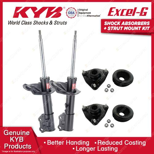 Pair Front KYB Shock Absorbers + Strut Top Mount Kit for KIA Cerato TD 09-13