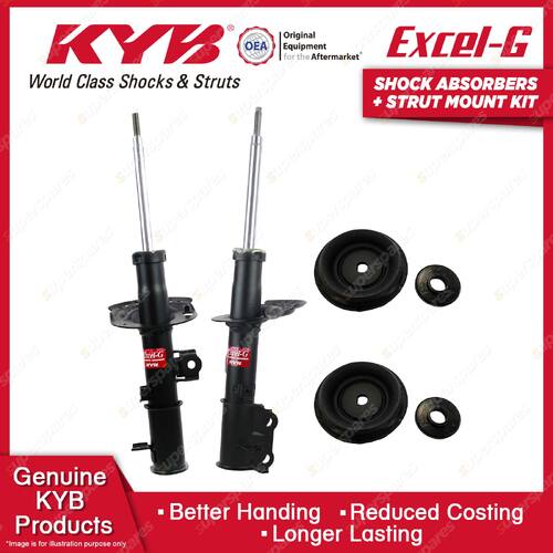 Pair Front KYB Shock Absorbers + Strut Top Mount Kit for KIA RIO UB 11-17