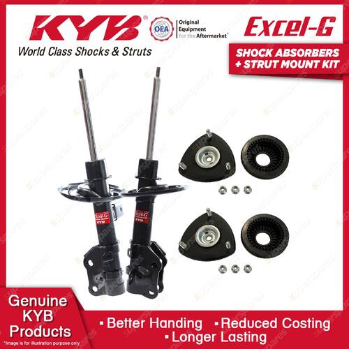 Pair Front KYB Shock Absorbers + Strut Top Mount Kit for Mazda Mazda 3 BM