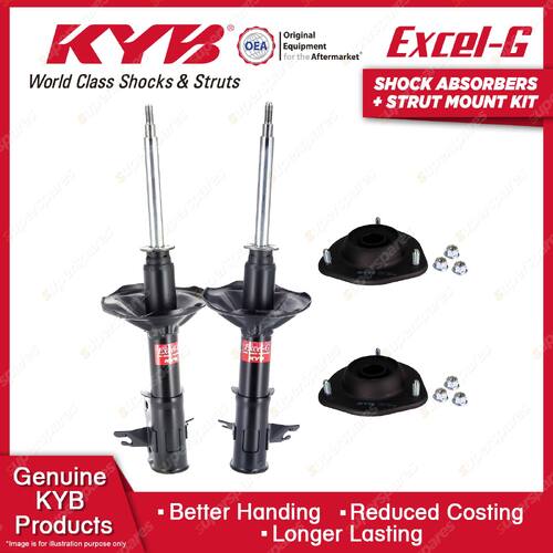 Pair Front KYB Shock Absorbers + Strut Top Mount Kit for Mitsubishi Lancer CE