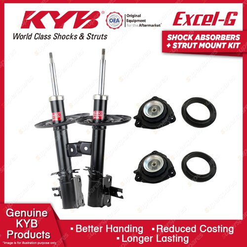 Pair Front KYB Shock Absorbers + Strut Mount Kit for Nissan Murano Z51 08-14