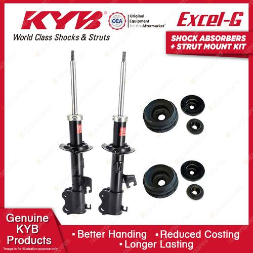 Pair Front KYB Shock Absorbers + Strut Top Mount Kit for Nissan March Micr K13