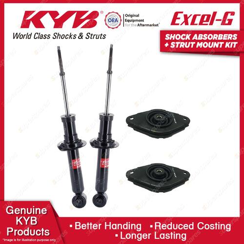 Pair Rear KYB Shock Absorbers + Strut Top Mount Kit for Nissan Pulsar N16 00-06