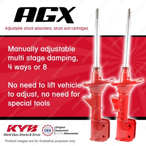 2x Front KYB AGX Adjustable Shock Absorbers for Holden Calais VR VS VT VX VY