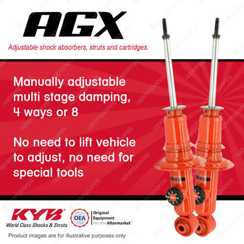 2x Rear KYB AGX Adjustable Shock Absorbers for Mazda MX-5 NA I4 RWD 89-97